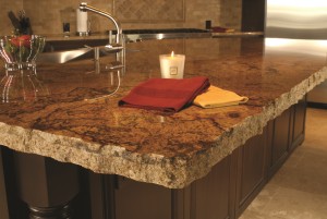 Brazilian granite kitchen with chiseled edging