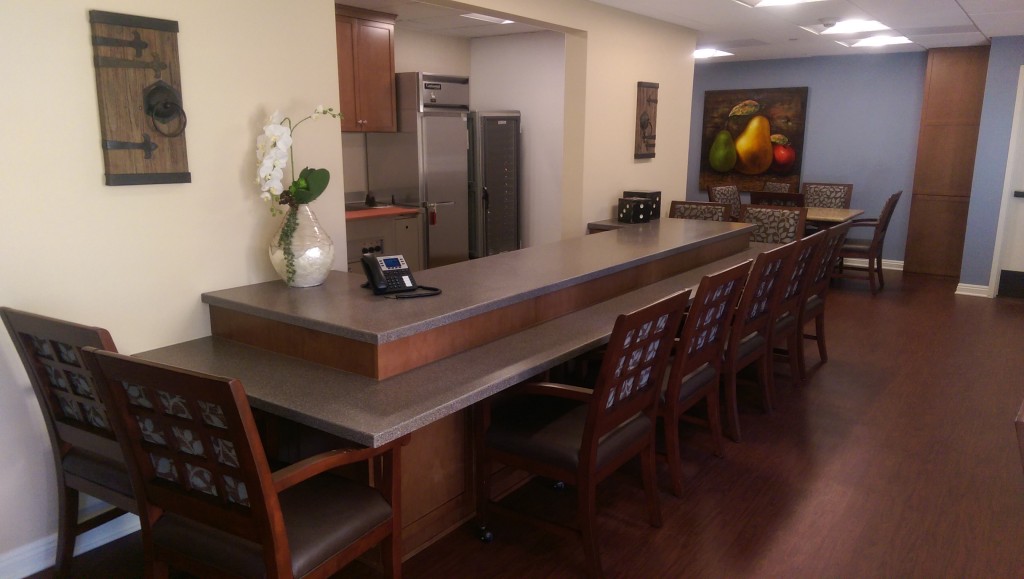 Westmont Senior Living Solid Surface Livingstone Bar and Table